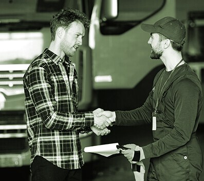 Warehouse teams coordinating delivery handover